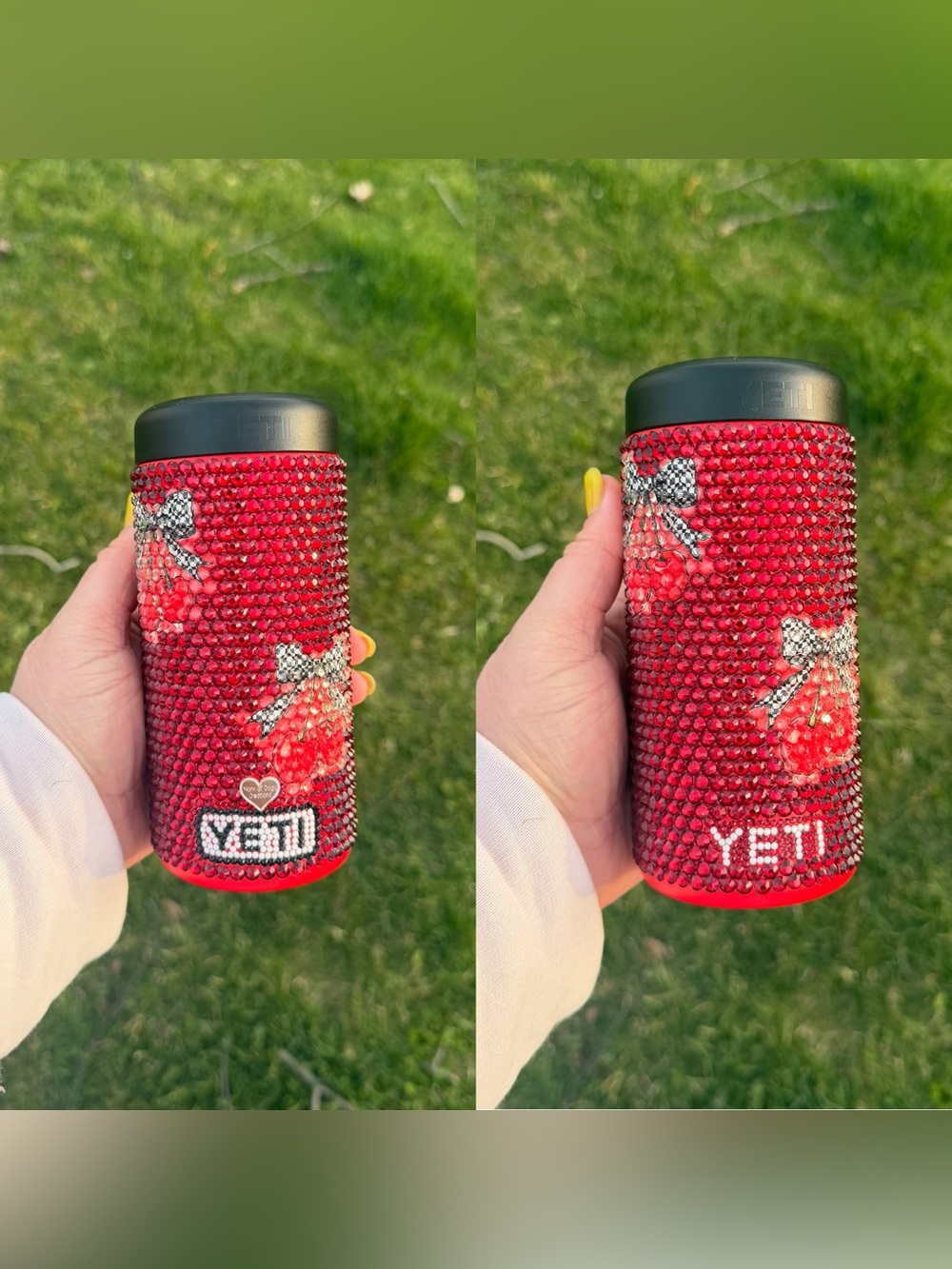 YETI Red Rhinestone Slim Can